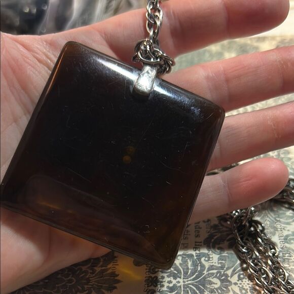 Brown Pendant Necklace with Silver Chain - Picture 5 of 6